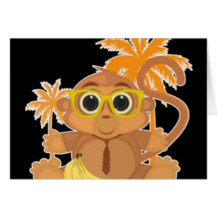 Monkey Nerd - svart Hälsningskort
