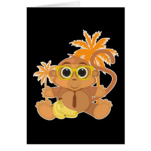 Monkey Nerd - svart Hälsningskort