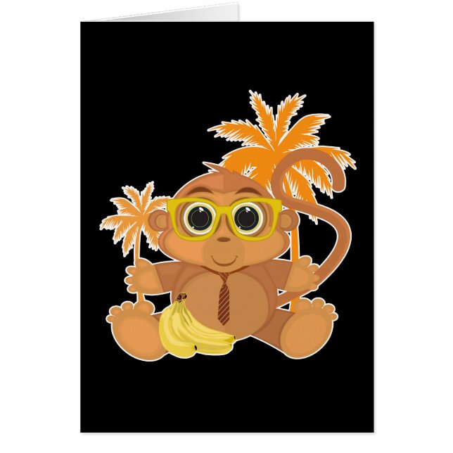Monkey Nerd - svart Hälsningskort (Framsidan)