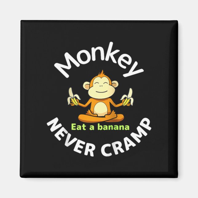 Monkey Never Cramp Eat A Banana Raglan Baseball Te Magnet (Framsidan)