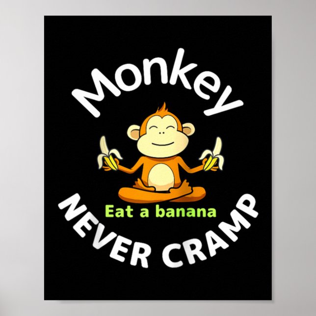 Monkey Never Cramp Eat A Banana Raglan Baseball Te Poster (Framsidan)