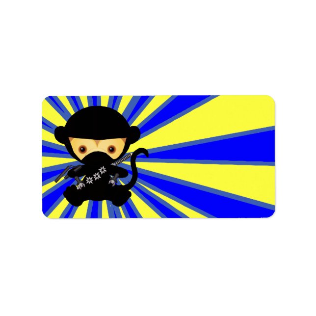 Monkey Ninja Kawaii stil Adressetikett (Framsidan)