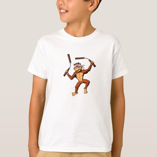 Monkey Nunchaku T Shirt (Framsida)