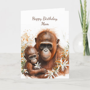 Monkey och Baby Birthday Kort