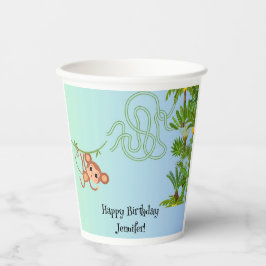 Monkey och Banana maze-födelsedag pappra kopp