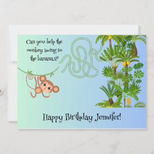Monkey och Banana maze puzzle-födelsedagskort