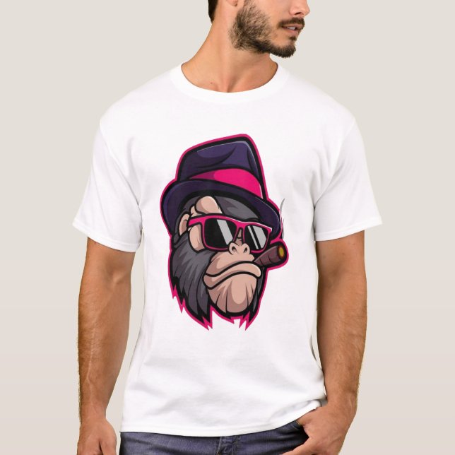 Monkey och Cap I-Shirt T Shirt (Framsida)