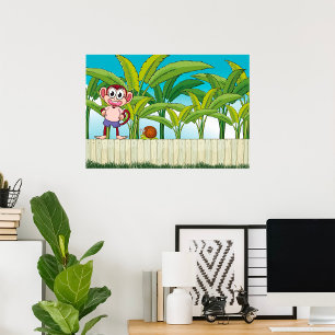 Monkey och Snigel i Tropical Jungle Scene Poster