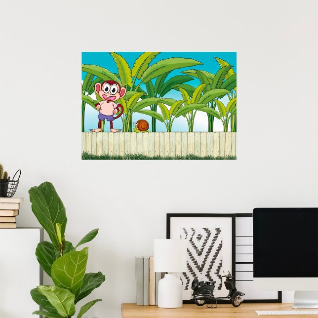Monkey och Snigel i Tropical Jungle Scene Poster (Skapare uppladdad)