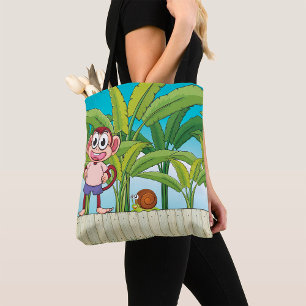 Monkey och Snigel i Tropical Jungle Scene Tygkasse