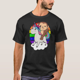 Monkey on Unicorn Rainbow Animals Sweet Monkey Uni T Shirt