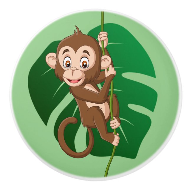 Monkey på en keramisk hink från vindesign knopp (Framsidan)