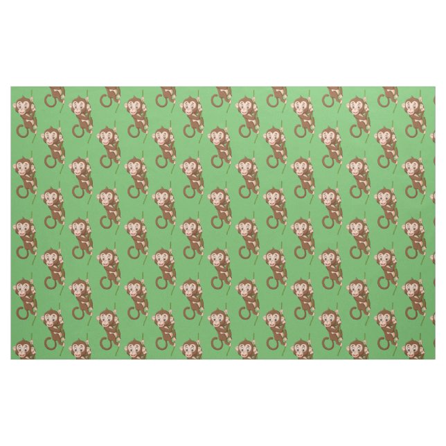 Monkey på en vindesign-struktur tyg (Fat Quarter)