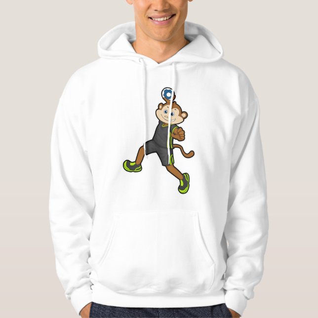 Monkey på Handball-spelare med handboll Hoodie (Framsida)