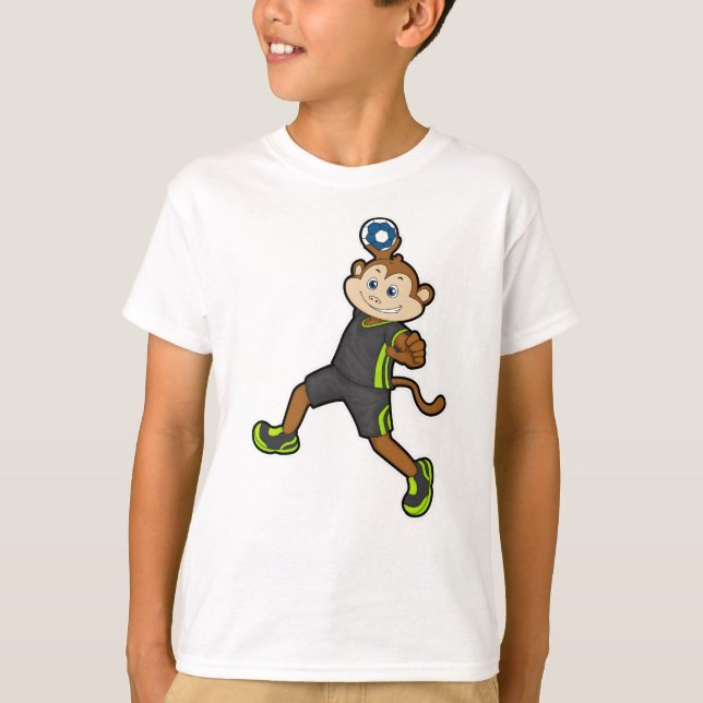 Monkey på Handball-spelare med handboll T Shirt (Framsida)