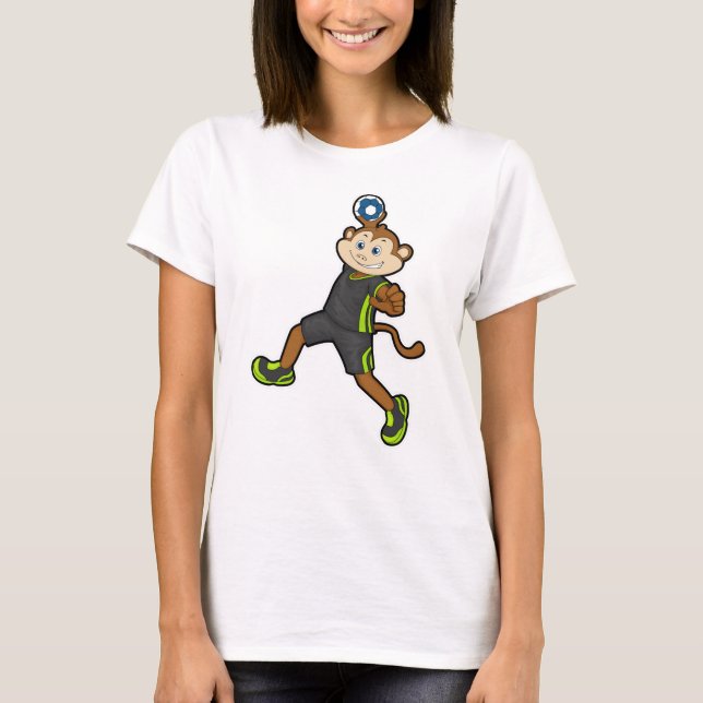 Monkey på Handball-spelare med handboll T Shirt (Framsida)
