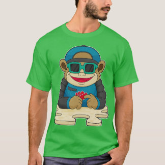 Monkey på kort med solglasögon t shirt