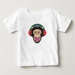 Monkey på Music med hörlurar T Shirt