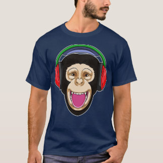 Monkey på Music med hörlurar T Shirt