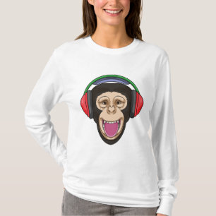 Monkey på Music med hörlurar T Shirt