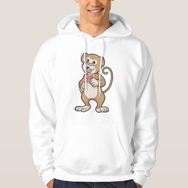 Monkey på Poker med Poker-kort Hoodie (Framsida)