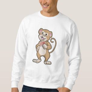Monkey på Poker med Poker-kort Lång Ärmad Tröja
