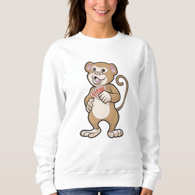 Monkey på Poker med Poker-kort T Shirt (Framsida)