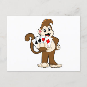 Monkey på Poker med Poker-kort Vykort