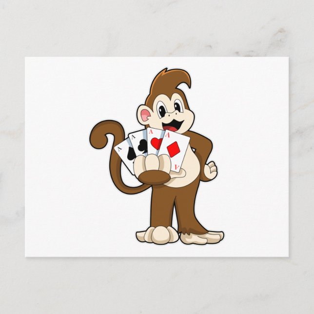 Monkey på Poker med Poker-kort Vykort (Framsida)