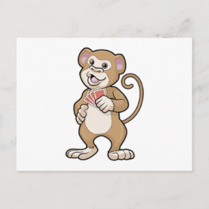 Monkey på Poker med Poker-kort Vykort