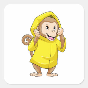 Monkey på Rining med Rainrock Fyrkantigt Klistermärke