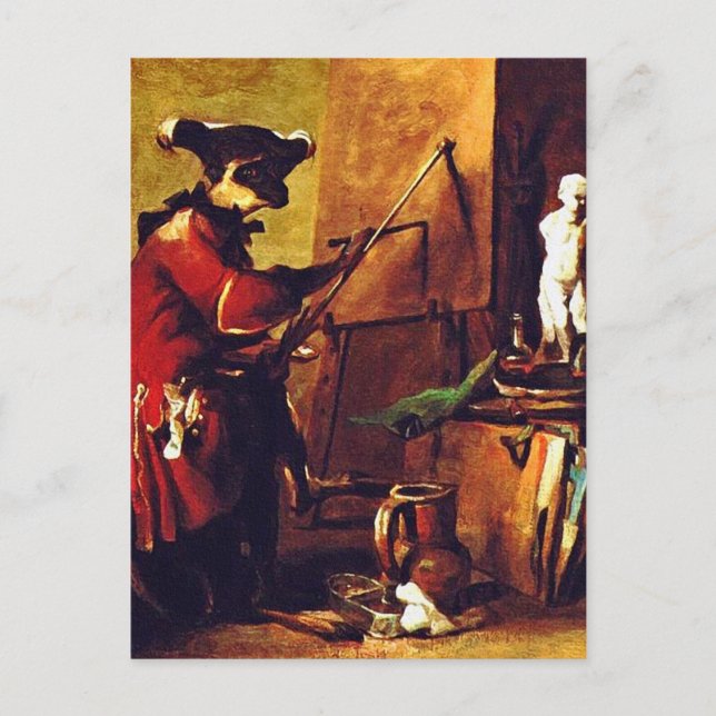 Monkey Painter Vykort (Framsida)