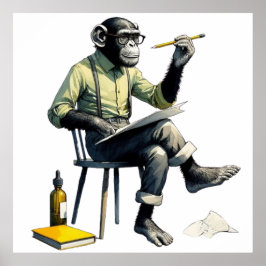 Monkey Paiter Wearing Sunglasses Poster
