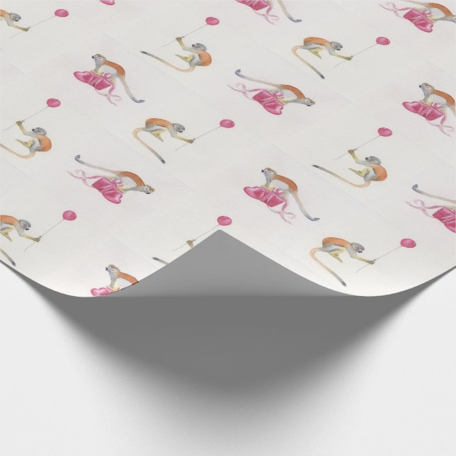Monkey Party Birthday Gift Wrap Cadeaupapier Presentpapper (Hörn)