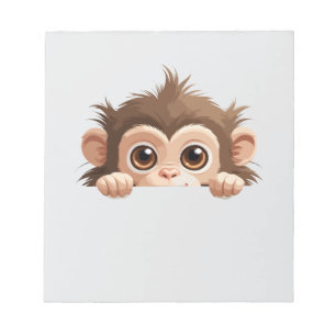 Monkey Peeking Cute Adsible Funny Animal Tecknad Anteckningsblock