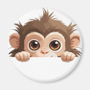 Monkey Peeking Cute Adsible Funny Animal Tecknad Magnet