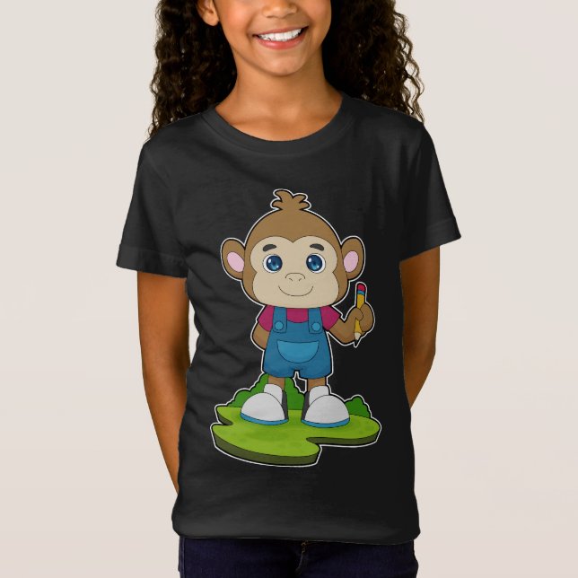 Monkey Pencil School T Shirt (Framsida)