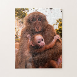 Monkey Photography Animal mor and Baby djur Pussel