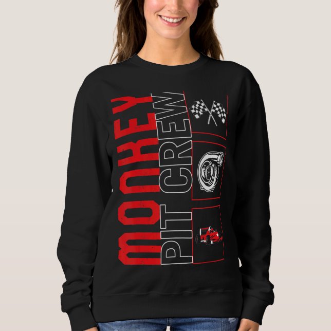 Monkey Pit Crew Car Tävla Tävling Driver Racecar R T Shirt (Framsida)