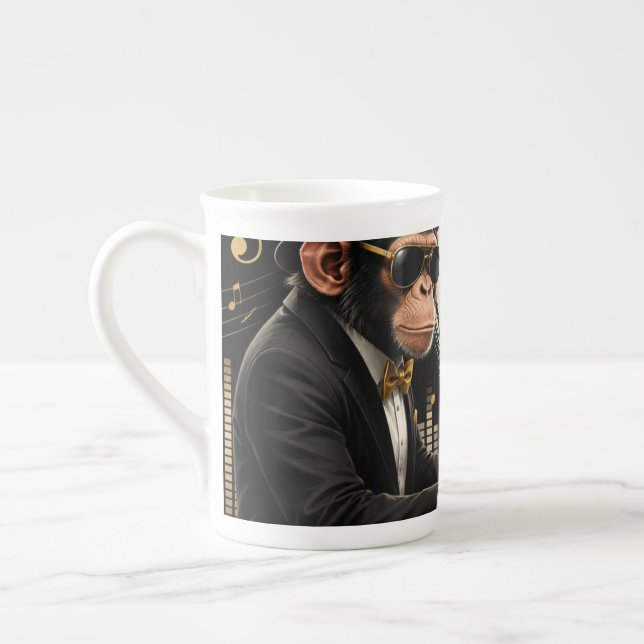 Monkey Playing Piano Music Poster – I Am Music Benporslin Mugg (Vänster)