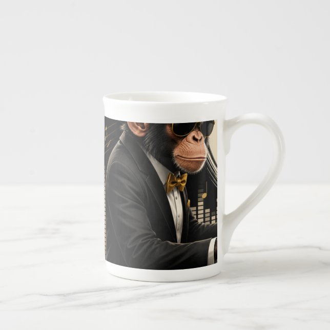 Monkey Playing Piano Music Poster – I Am Music Benporslin Mugg (Höger)