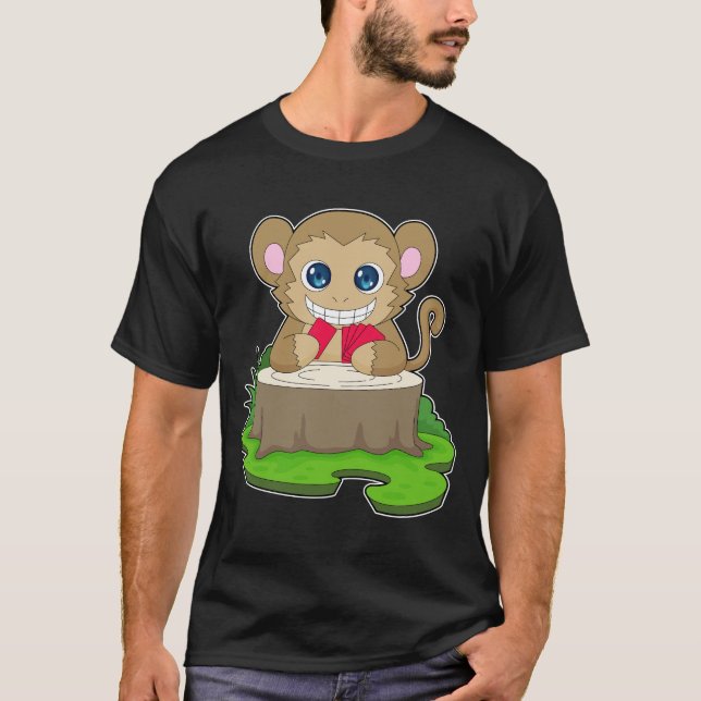 Monkey Poker Poker cards Card game T Shirt (Framsida)