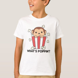 Monkey Popcorn Whats Poppin Funny Pun T Shirt