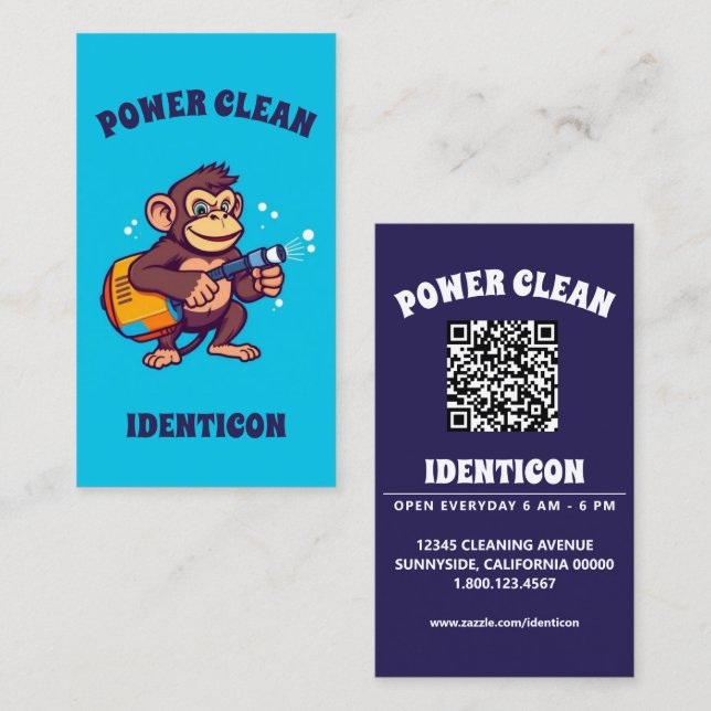 Monkey Power Clean with QR code Visitkort (Fram/baksida)