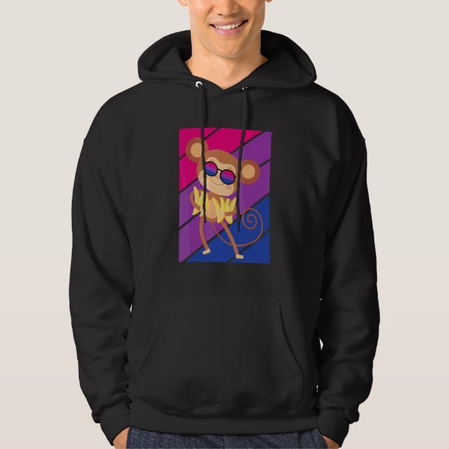 Monkey Pride Bisexuell Flagga Lgbtq Stolt Allierad Hoodie (Framsida)