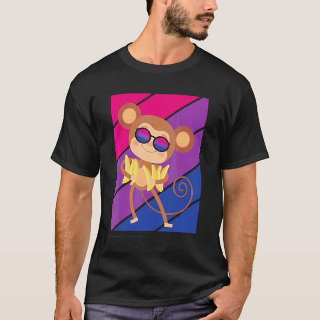 Monkey Pride Bisexuell Flagga Lgbtq Stolt Allierad T Shirt (Framsida)