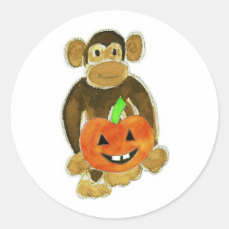 Monkey Pumpkin Runt Klistermärke