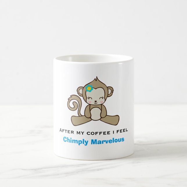 Monkey Pun Cute Kawaii Funny Kaffemugg (Center)