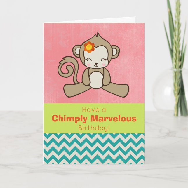 Monkey Pun Funny och Cute Birthday Hälsning Kort (Framsida)