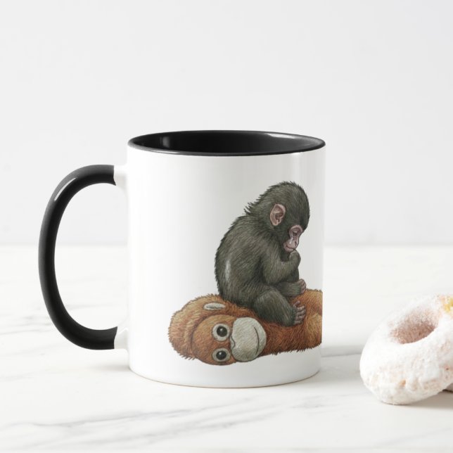 Monkey Punch, Baby Monkey Orangutan Hug  Mugg (Med munk)